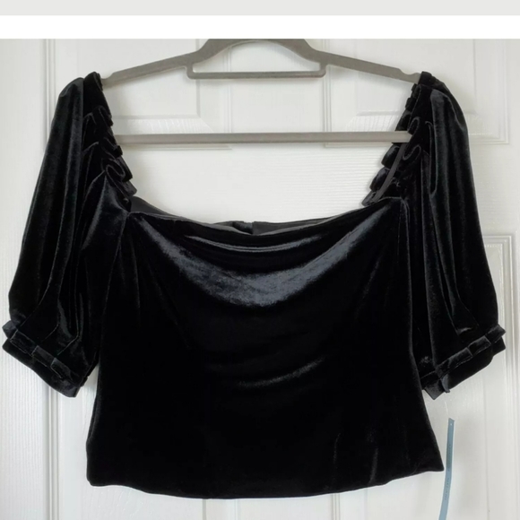NWT Antonio melani lana velvet black blouse size 4 - Picture 2 of 8
